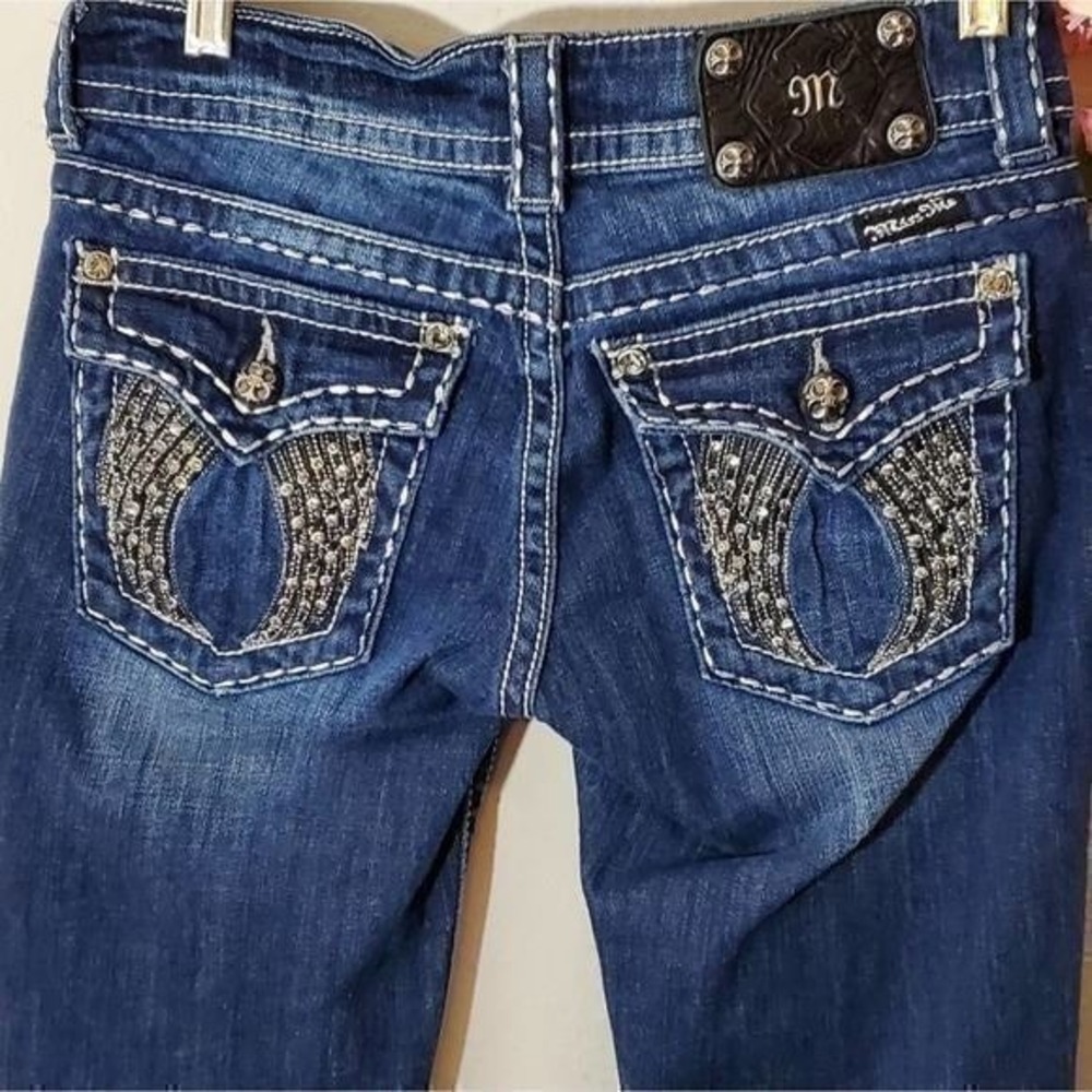 MISS Me studded rhinestone angel wings skinny jeans size 27